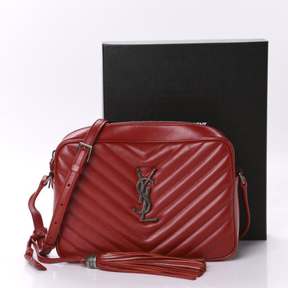 Saint Laurent Calfskin Matelasse Monogram Lou Camera Bag Red 12 of 12