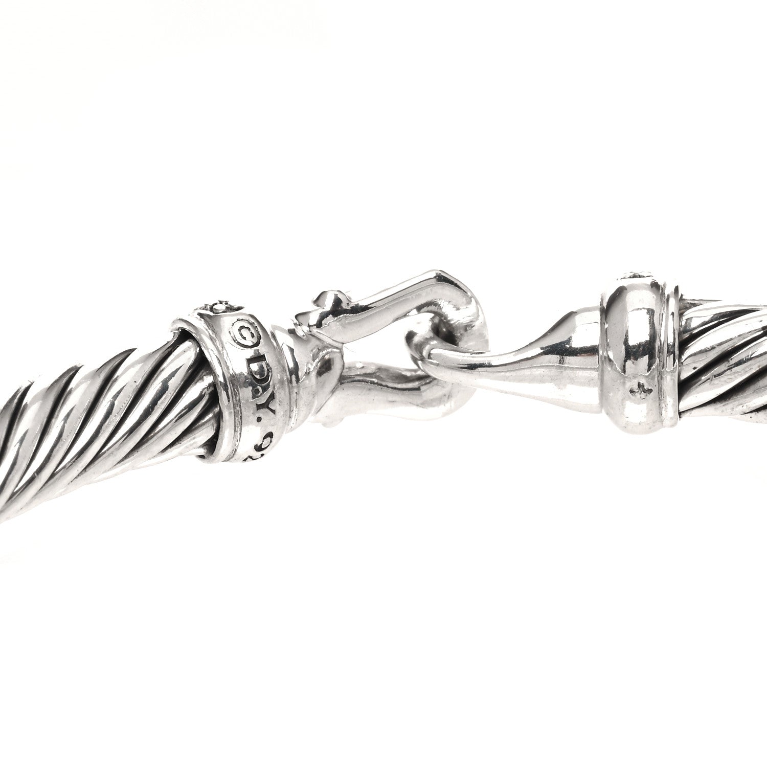 David Yurman Sterling Silver Diamond 5mm Cable Buckle Bracelet 3 of 3