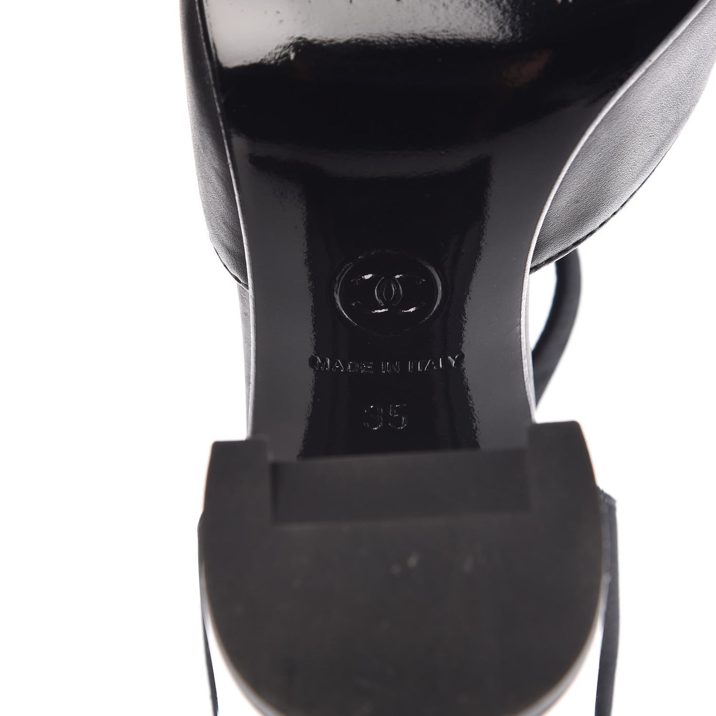 Lambskin Patent Grosgrain Chain CC Pumps 35 Black