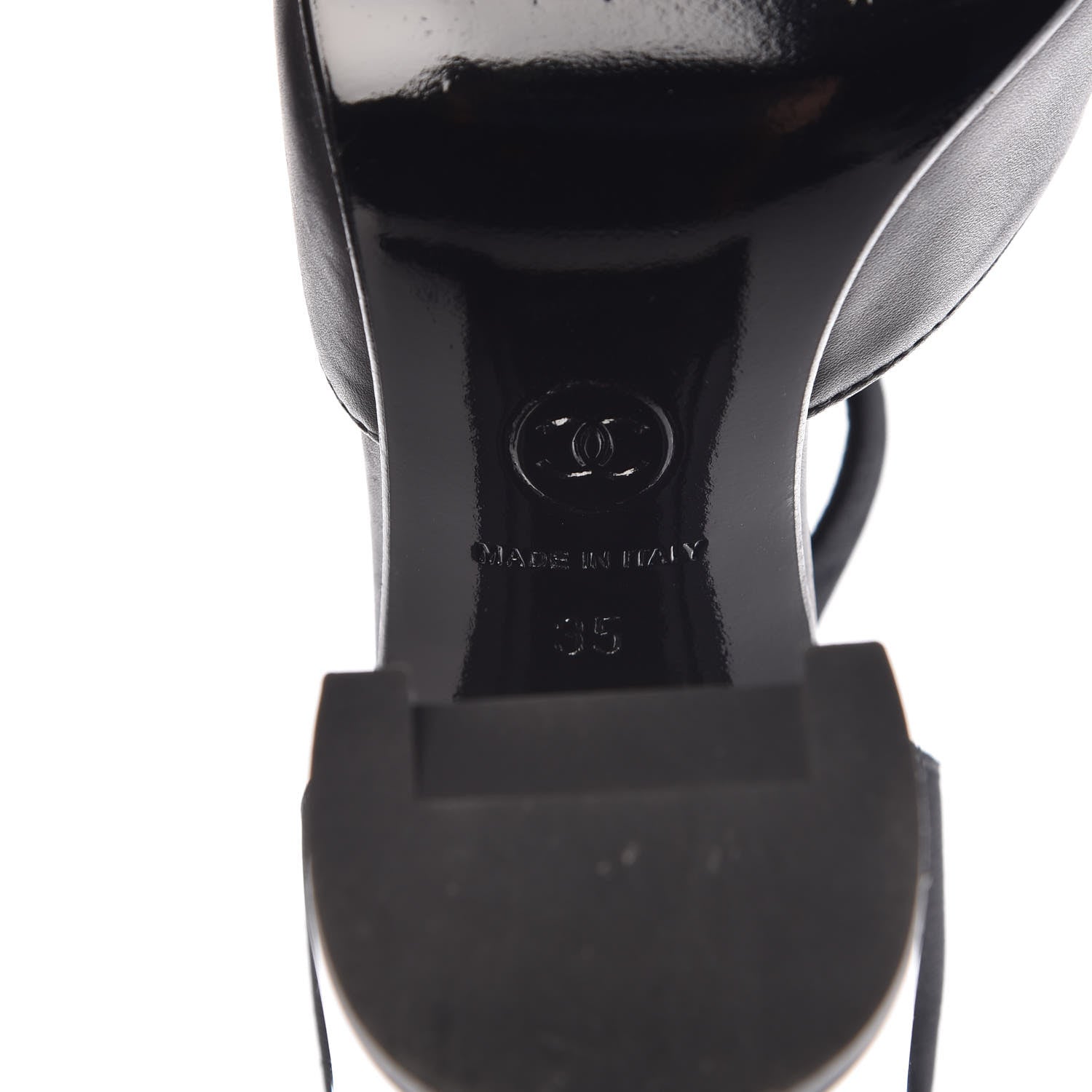 Chanel Lambskin Patent Grosgrain Chain CC Pumps 35 Black 7 of 11