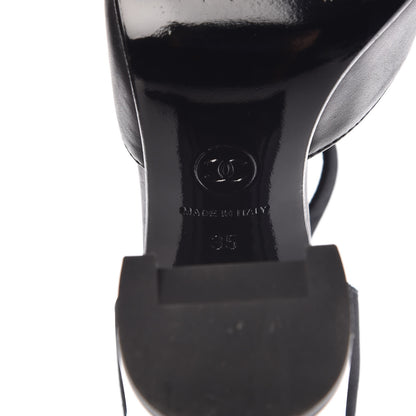 Chanel Lambskin Patent Grosgrain Chain CC Pumps 35 Black 7 of 11