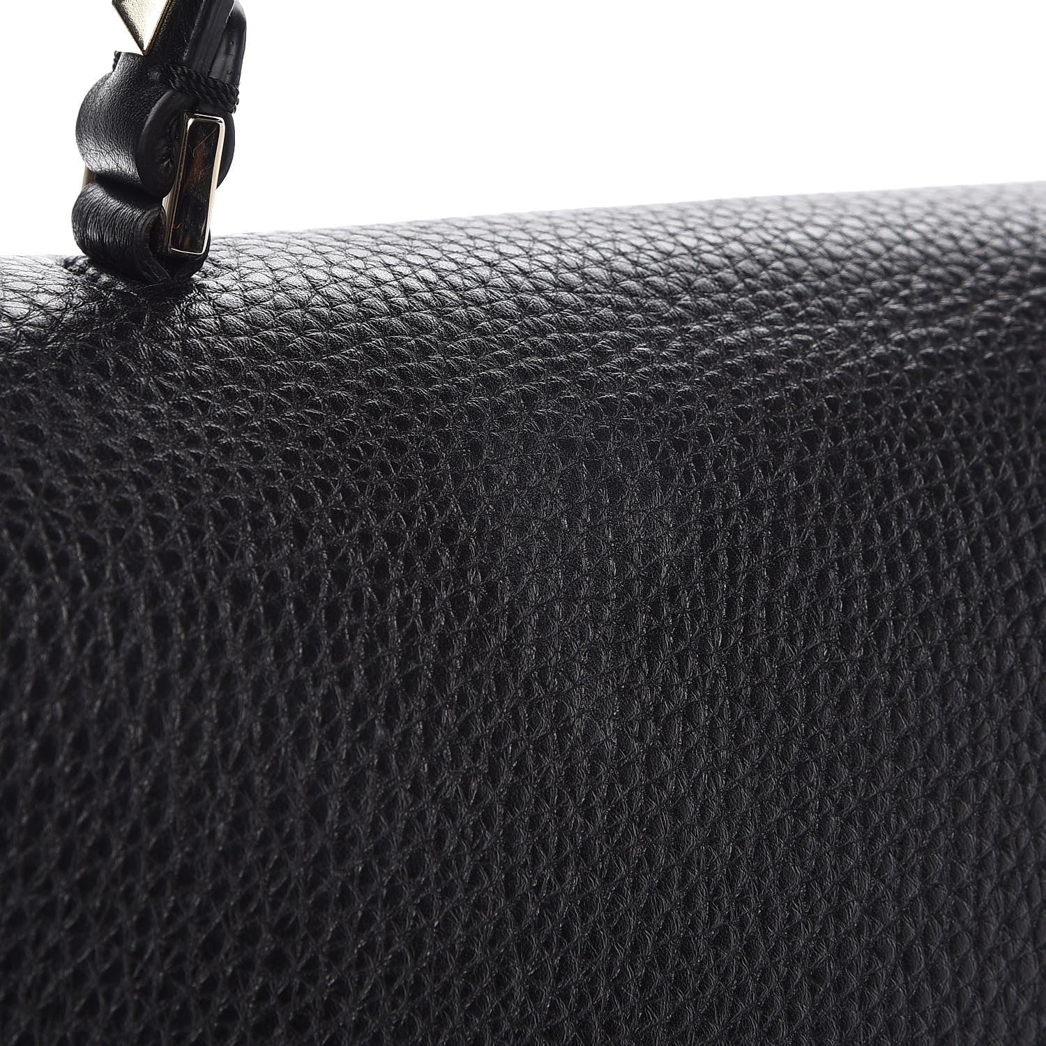 Valentino Garavani Grained Calfskin Rockstud Top Handle Flap Shoulder Bag Black 10 of 10