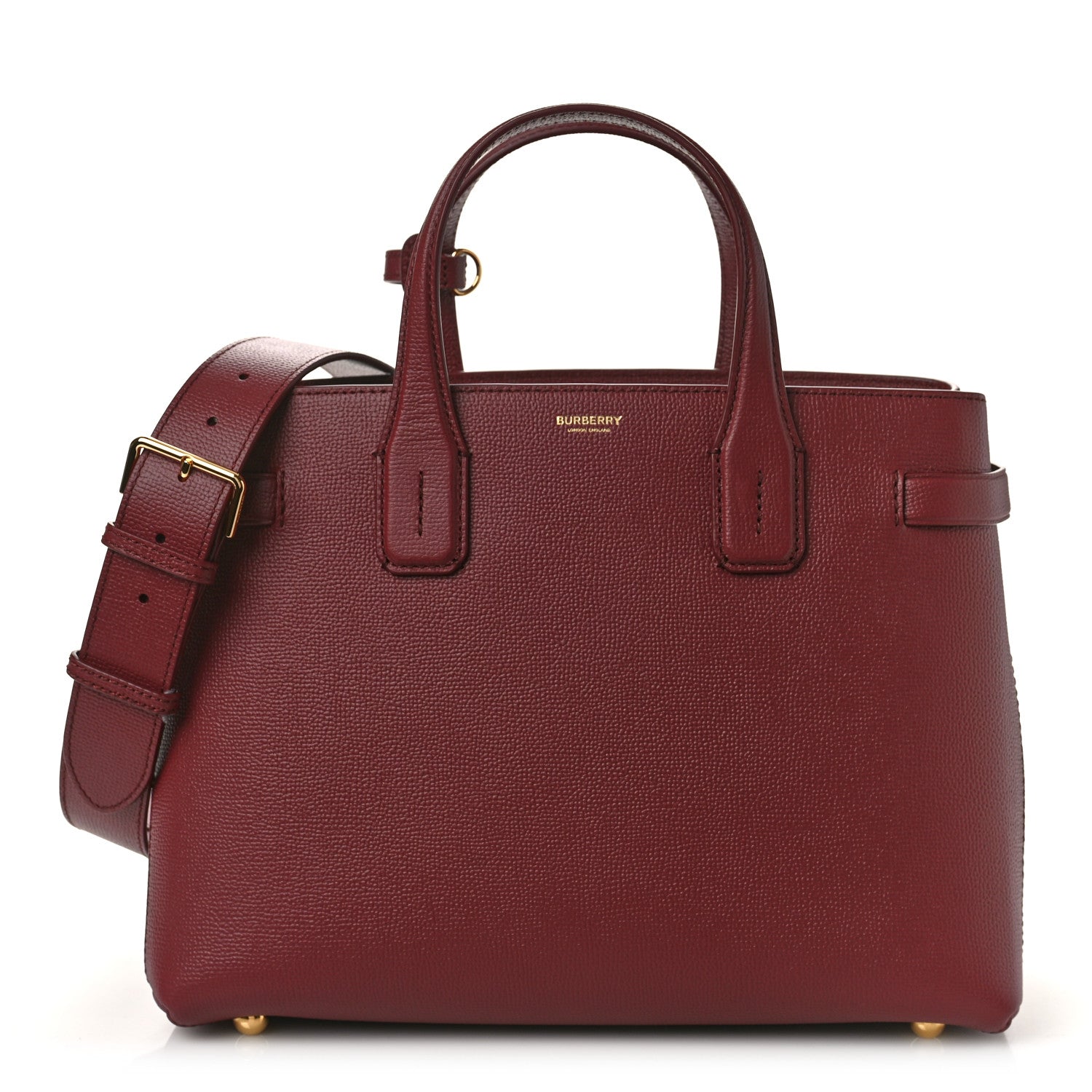 Burberry Grainy Calfskin House Check Small Banner Tote Mahogany Red 1 of 9