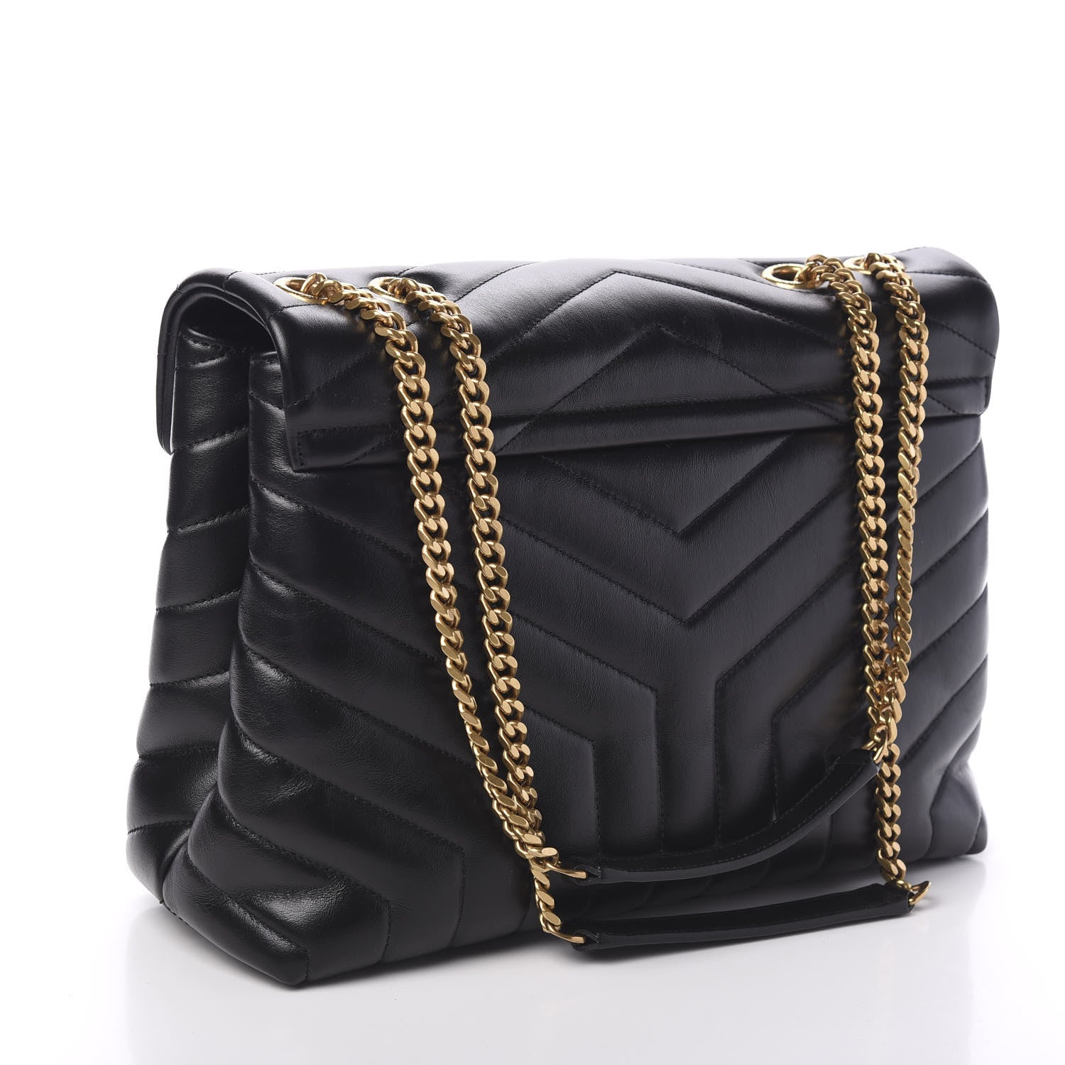 Saint Laurent Calfskin Y Quilted Monogram Medium Loulou Chain Satchel Black 2 of 9