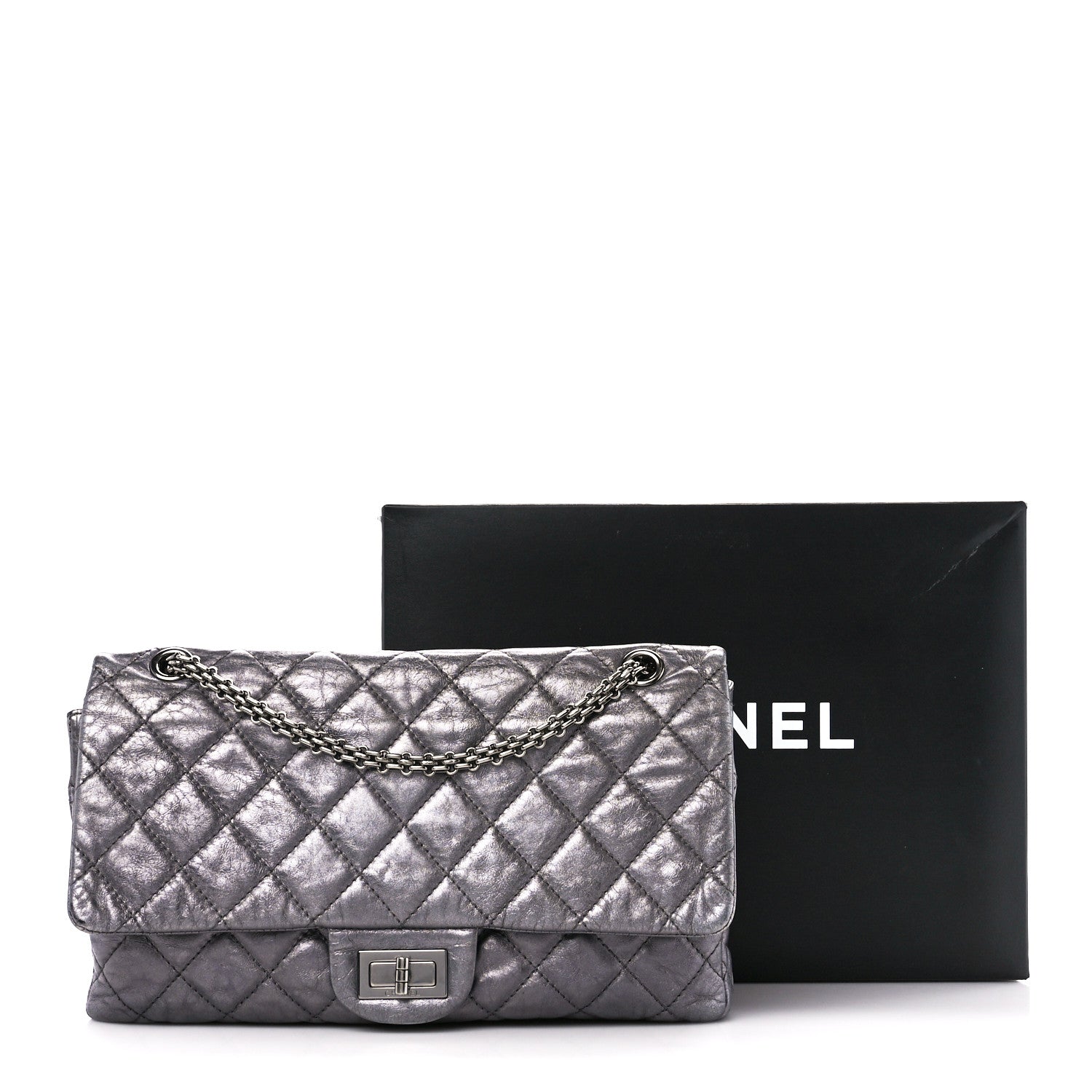 Chanel Metallic Aged Calfskin Quilted 2.55 Reissue 227 Flap Dark Silver 12 of 12