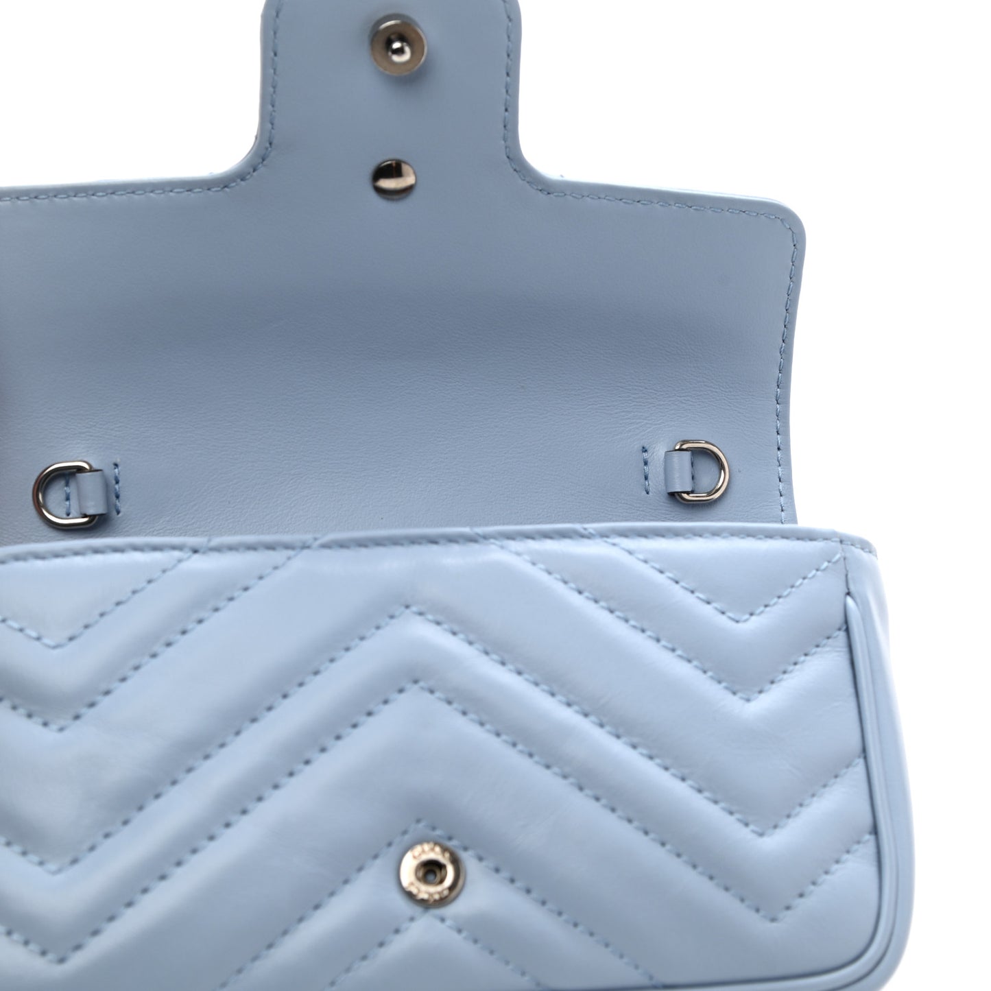 Calfskin Matelasse Super Mini GG Marmont Shoulder Bag Porcelain Light Blue