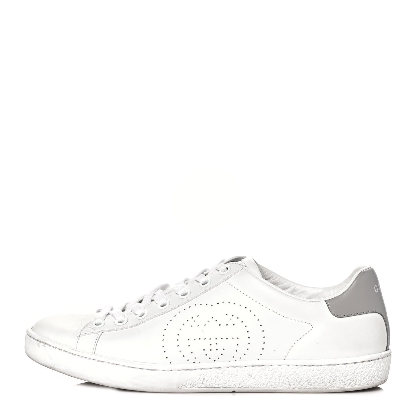 Calfskin Interlocking G Perforated Womens Ace Sneakers 38 White Grey Sky