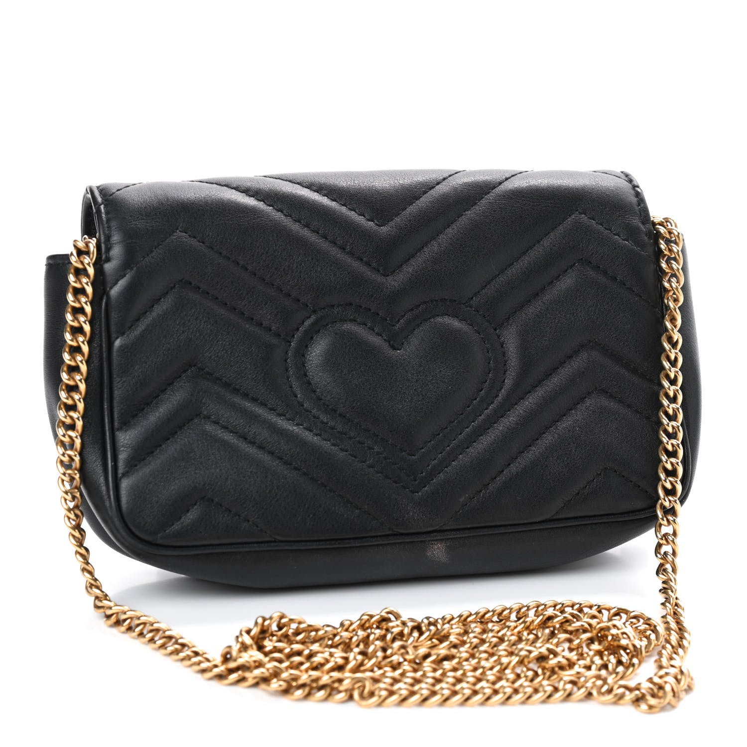 Gucci Calfskin Matelasse Super Mini GG Marmont Shoulder Bag Black 3 of 11