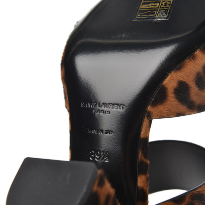 Saint Laurent Ponyhair Leopard Print Oak 75 Ankle Strap Sandals 39.5 Brown 7 of 11