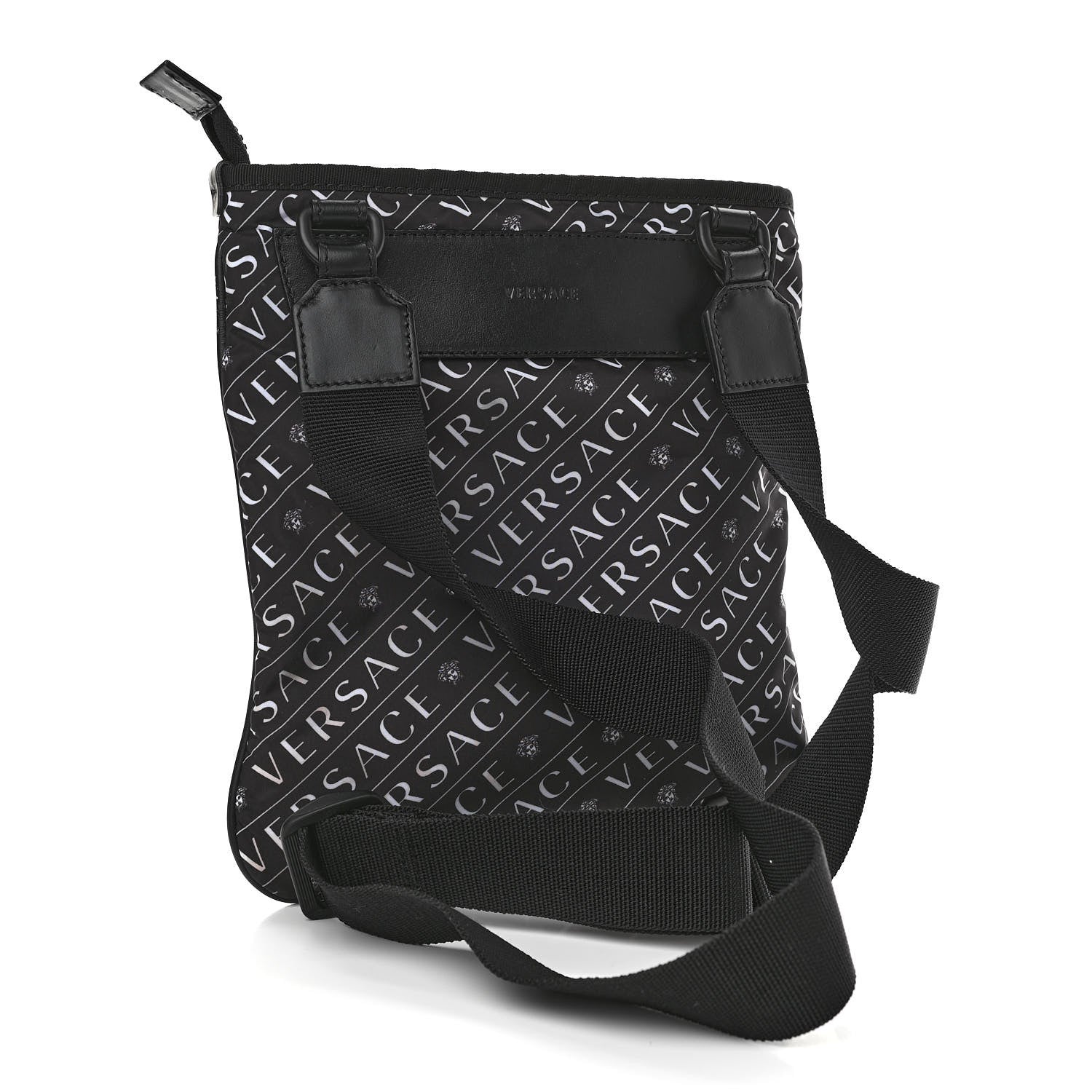 Versace Nylon Logo Crossbody Bag Black White 3 of 11
