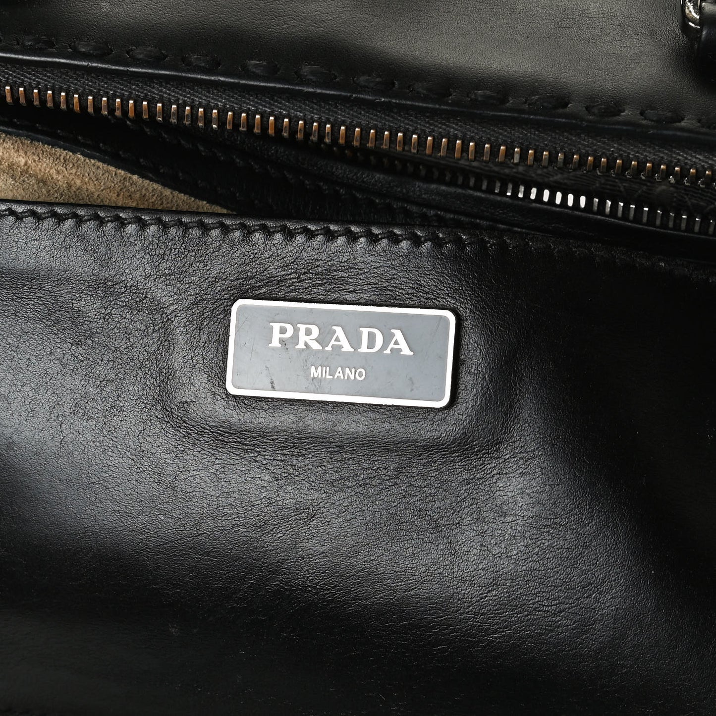 City Calf Hand Stitched Small Galleria Double Zip Tote Black