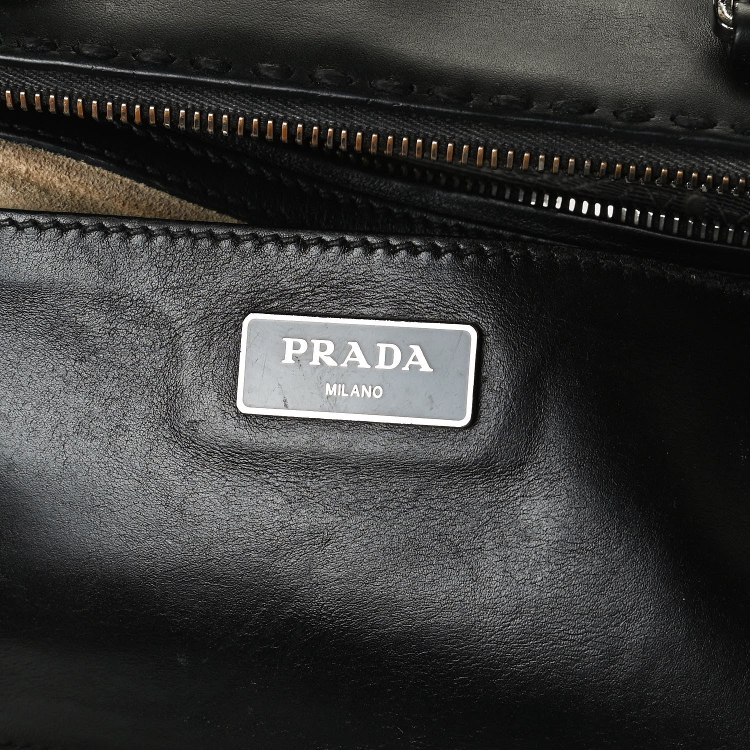 Prada City Calf Hand Stitched Small Galleria Double Zip Tote Black 6 of 14