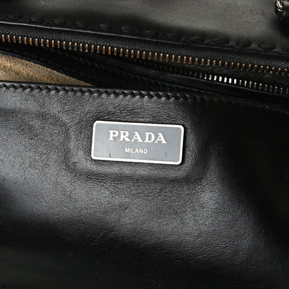 Prada City Calf Hand Stitched Small Galleria Double Zip Tote Black 6 of 14