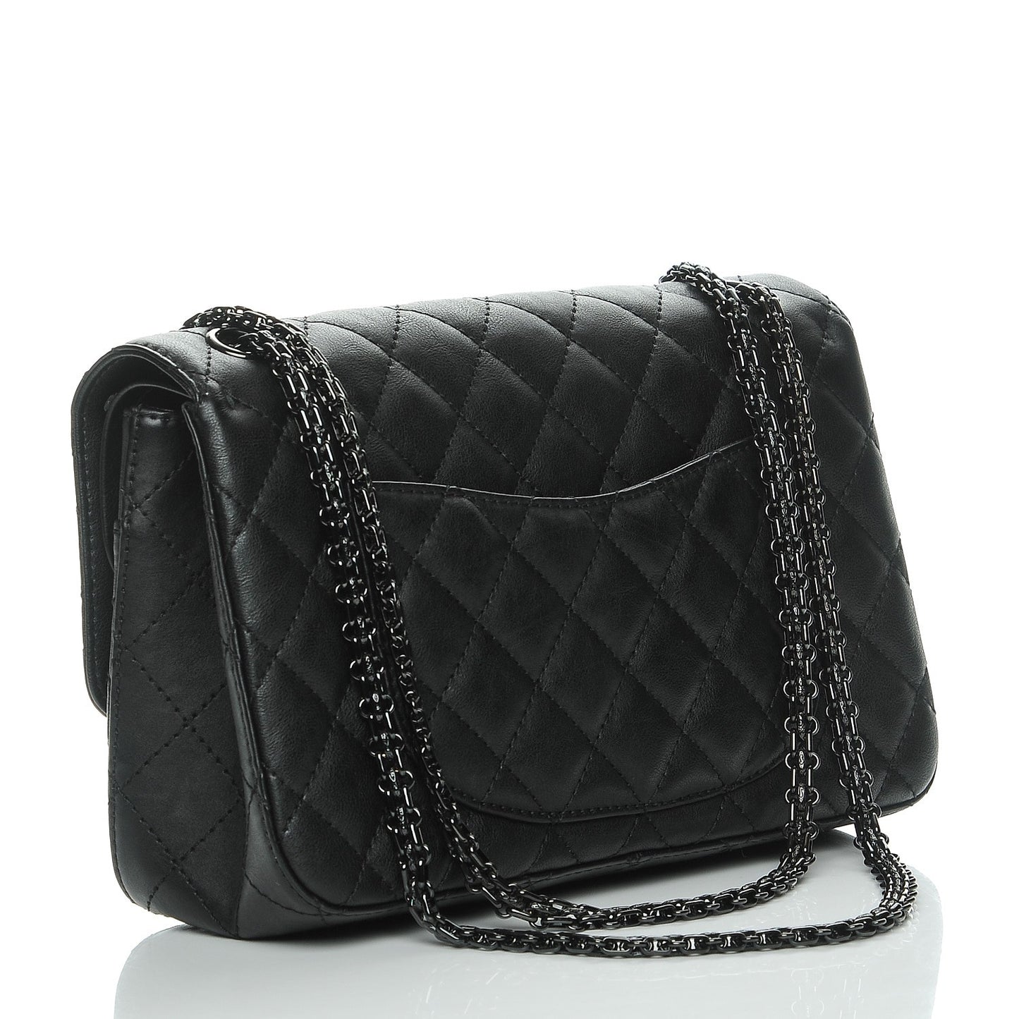 Crumpled Calfskin Quilted 2.55 Reissue 226 Flap So Black