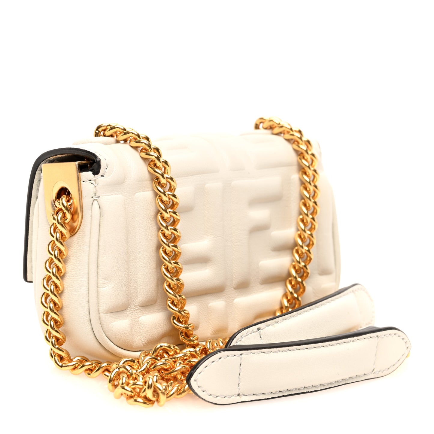 Nappa Matisse FF Embossed Nano Chain Baguette White
