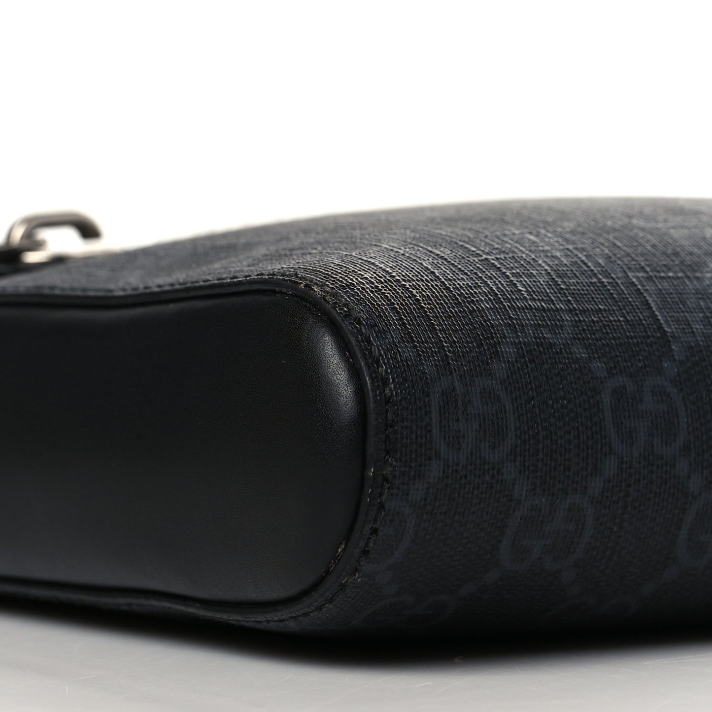 GG Supreme Monogram Web Small Flat Messenger Bag Black Grey