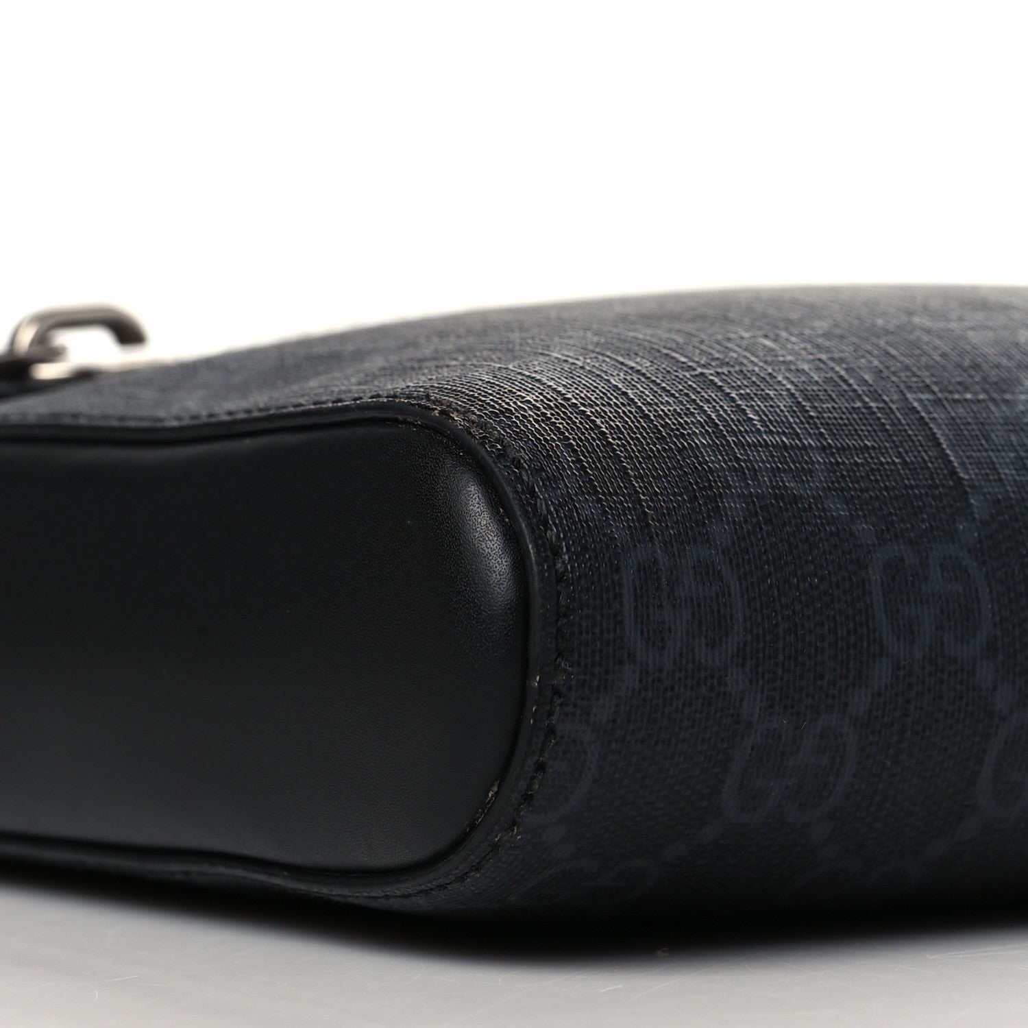 Gucci GG Supreme Monogram Web Small Flat Messenger Bag Black Grey 9 of 10