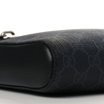 Gucci GG Supreme Monogram Web Small Flat Messenger Bag Black Grey 9 of 10