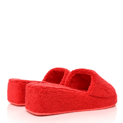 Chanel Terry CC Flat Mules Sandals 37 Dark Red Orange 4 of 9