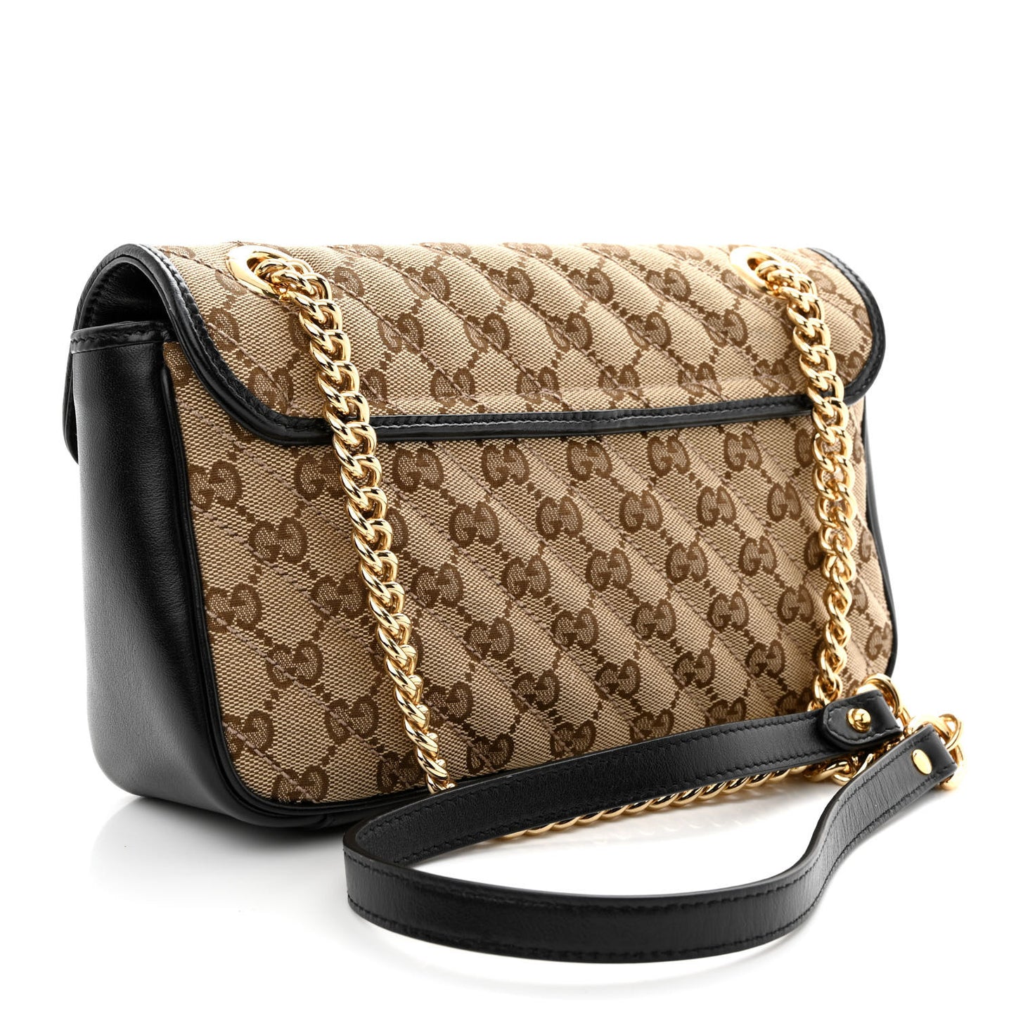 Monogram Matelasse Diagonal Small GG Marmont Shoulder Bag Beige Black