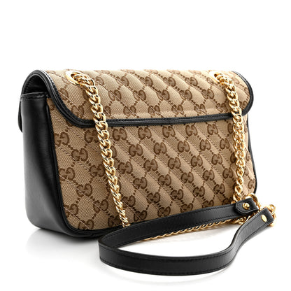 Gucci Monogram Matelasse Diagonal Small GG Marmont Shoulder Bag Beige Black 3 of 10
