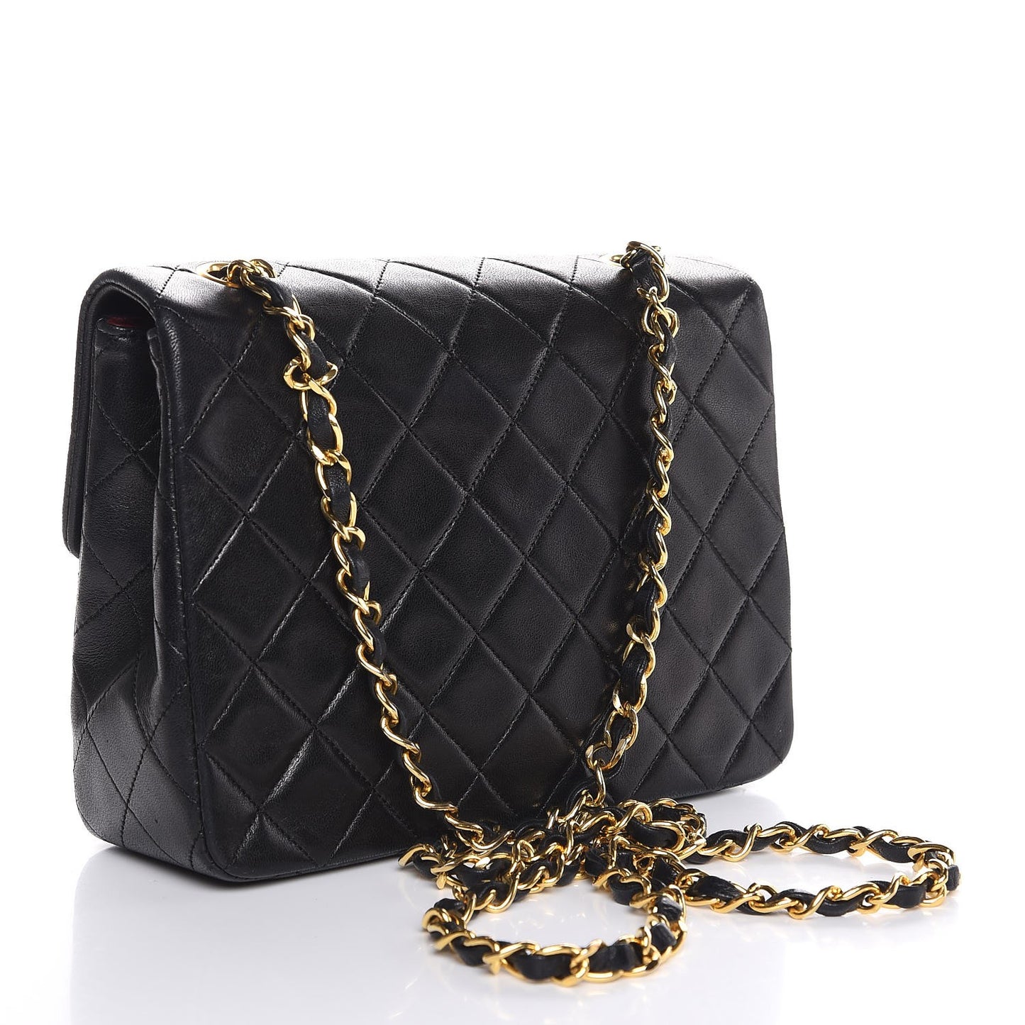 Lambskin Quilted Mini Square Flap Black
