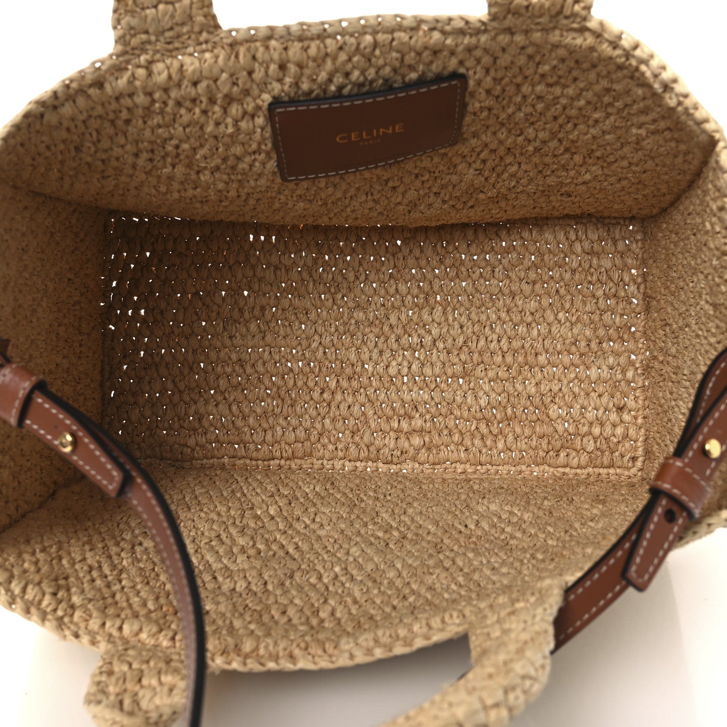 Celine Raffia Calfskin Triomphe Small Cabas Thais Tan 6 of 11
