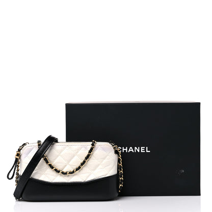 Chanel Aged Calfskin Quilted Small Gabrielle Clutch With Chain White Black 17 of 17