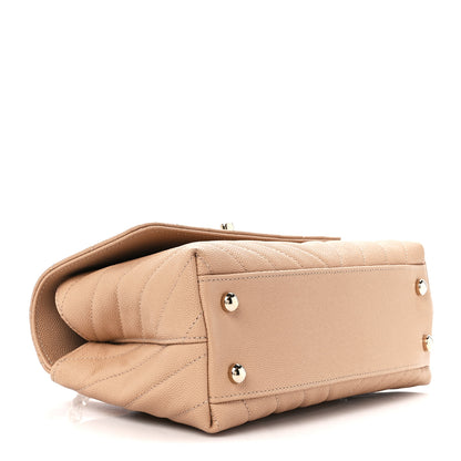 Chanel Caviar Chevron Quilted Mini Coco Handle Flap Beige 4 of 11