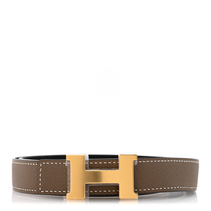 Hermes Swift Epsom 24mm Mini H Belt 85 34 Black Etoupe 1 of 6