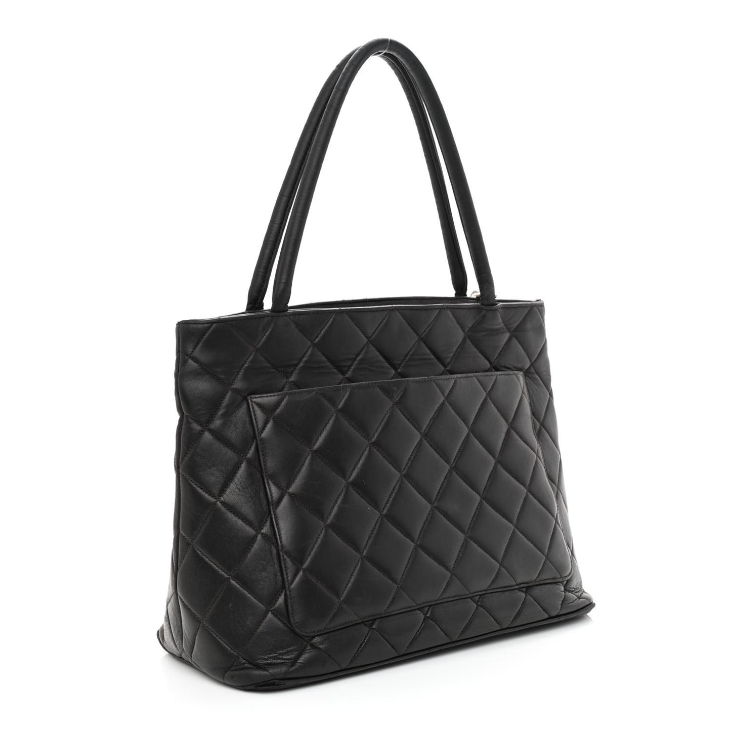 Lambskin Quilted Medallion Tote Black