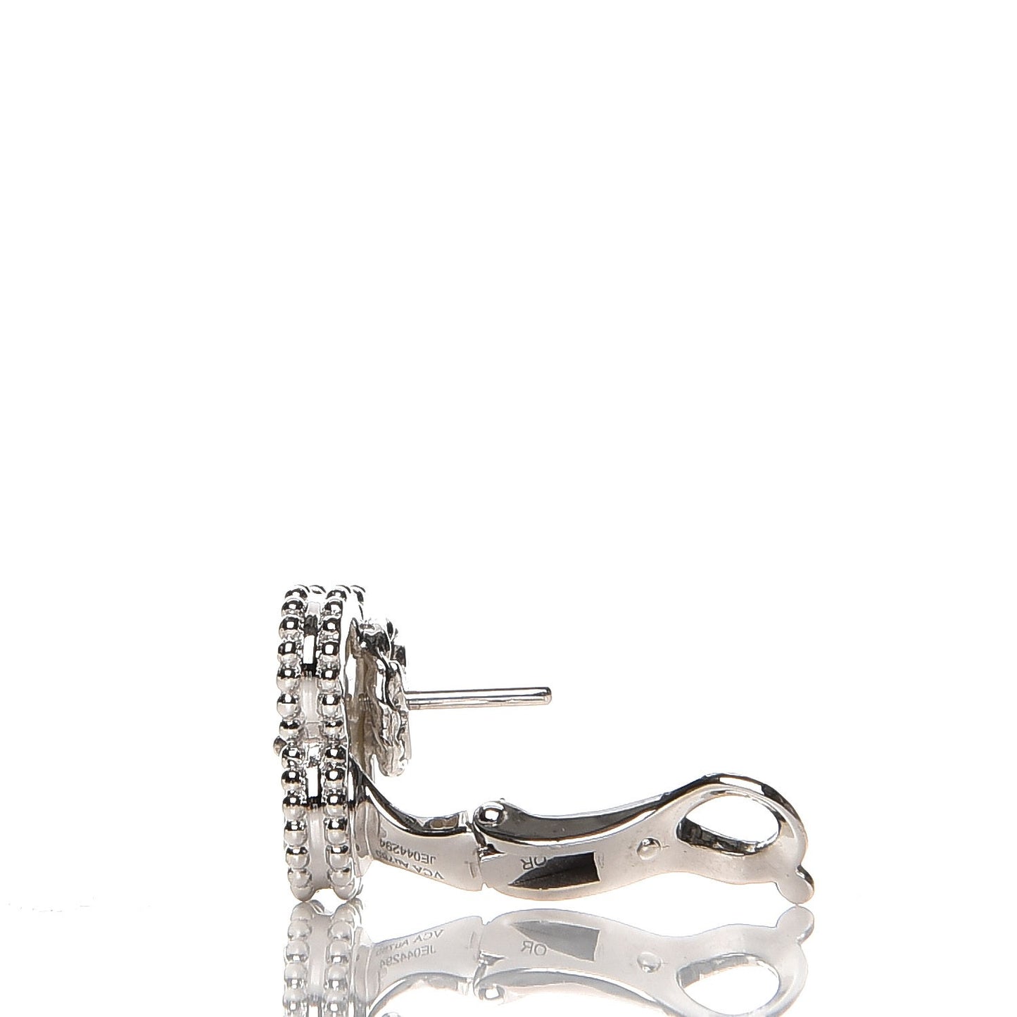 18K White Gold Mother of Pearl Vintage Alhambra Earrings