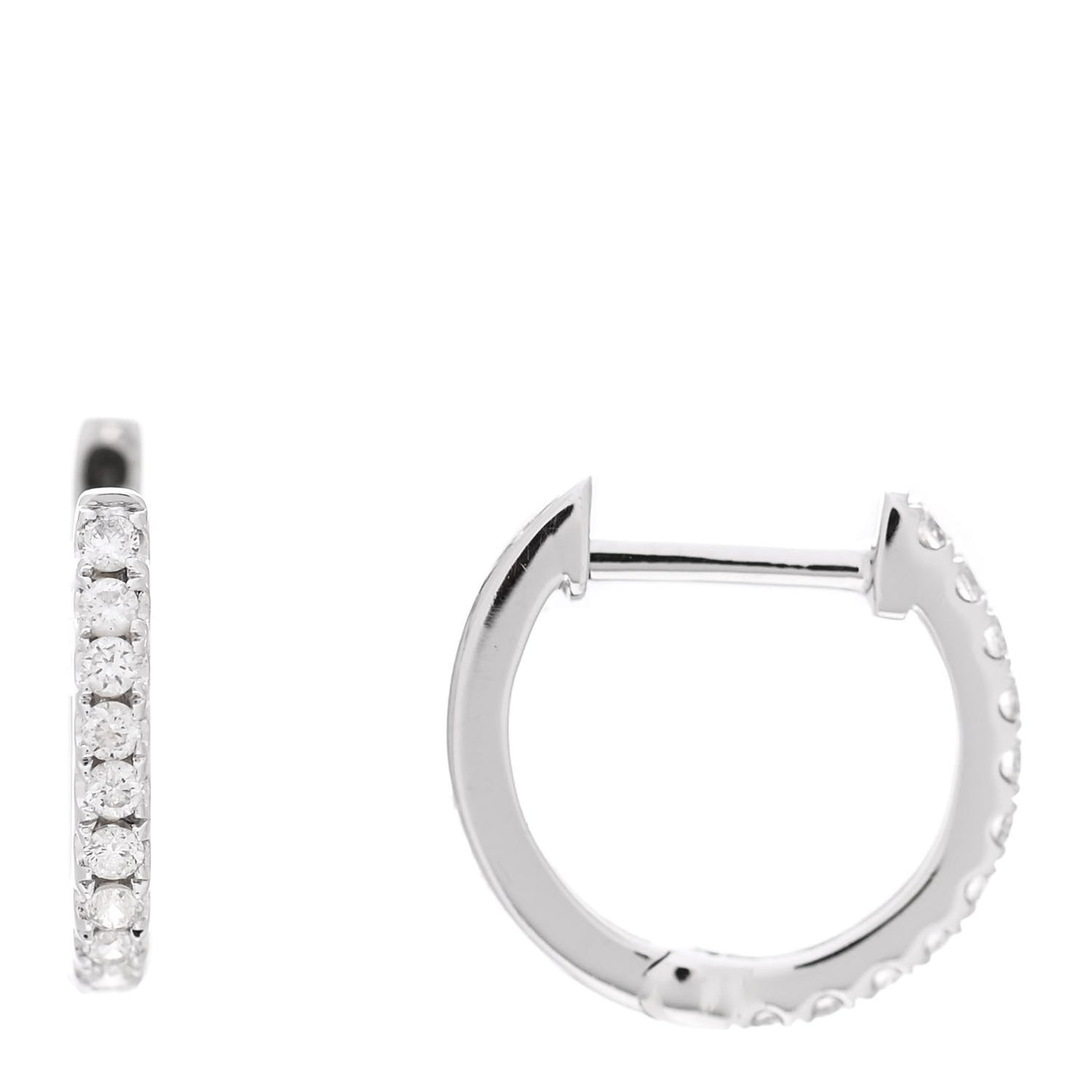 18K White Gold Diamond Small Huggie Earrings