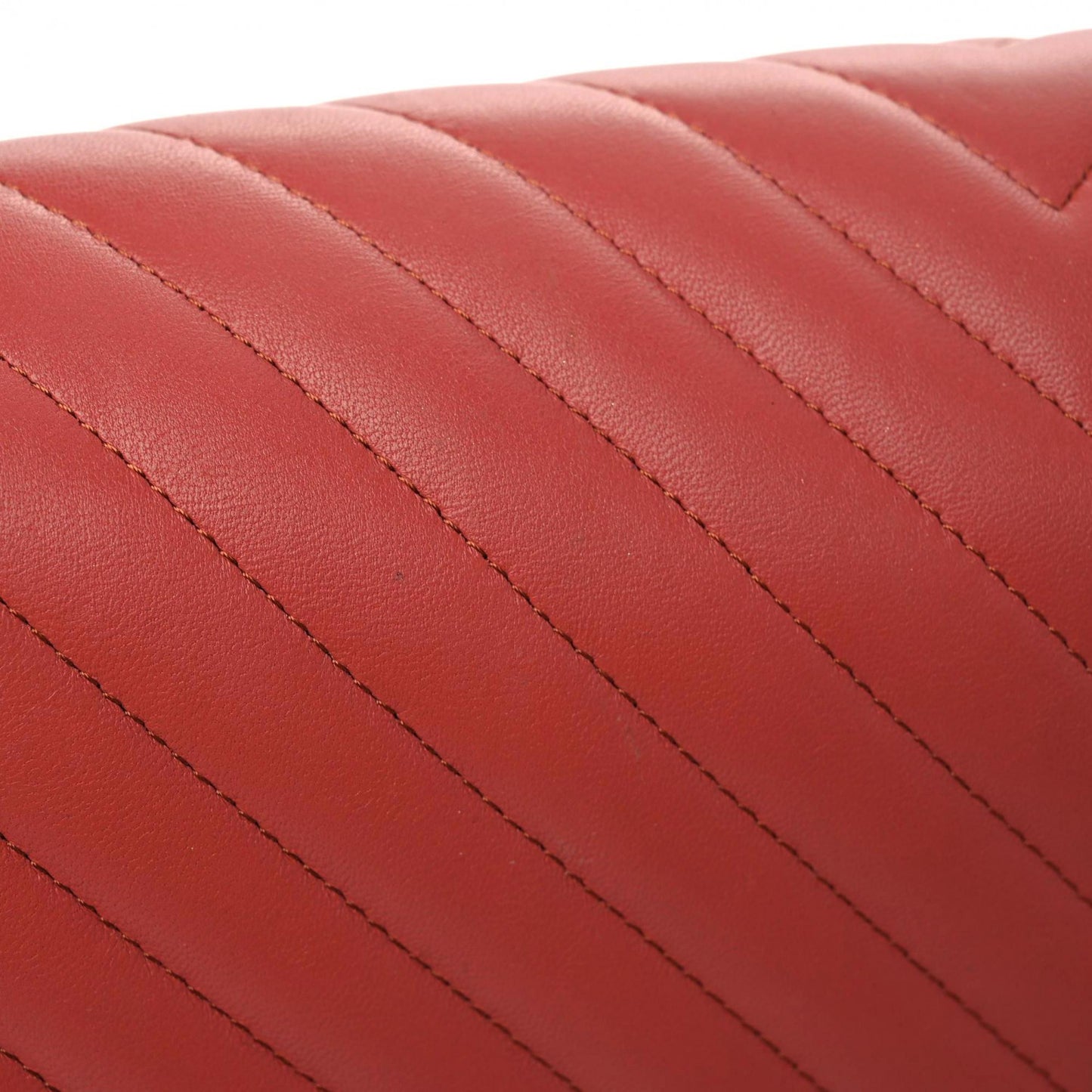 Lambskin Chevron Quilted Jumbo Double Flap Red