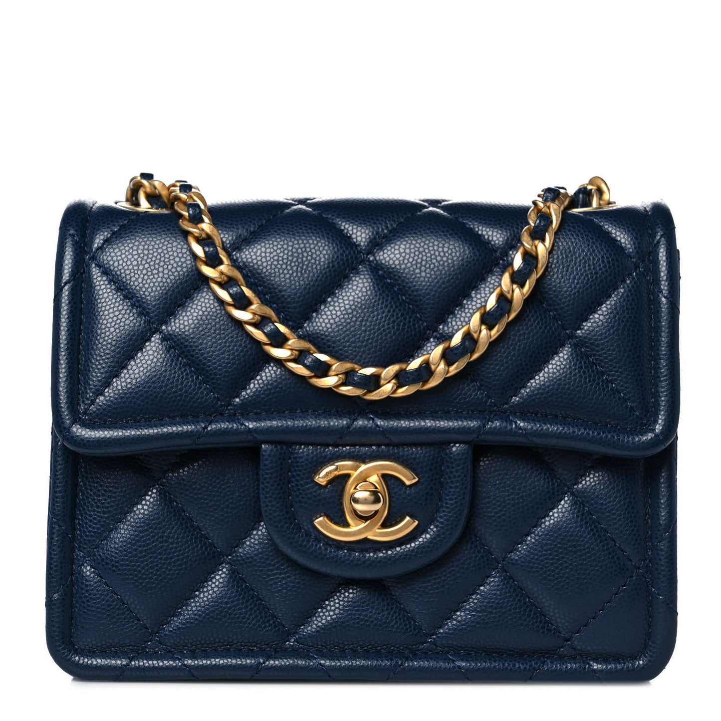 Caviar Quilted Mini Sweet Classic Flap Navy Blue