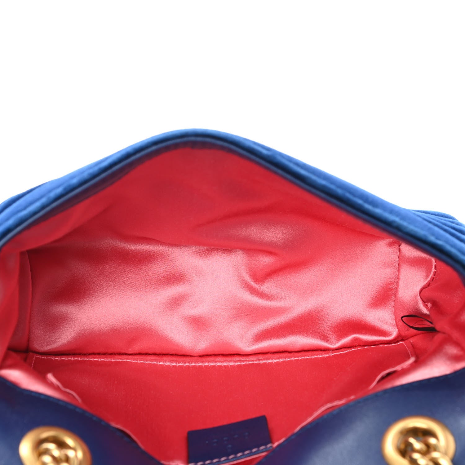 Gucci Velvet Matelasse Mini GG Marmont Shoulder Bag Cobalt Blue 4 of 4