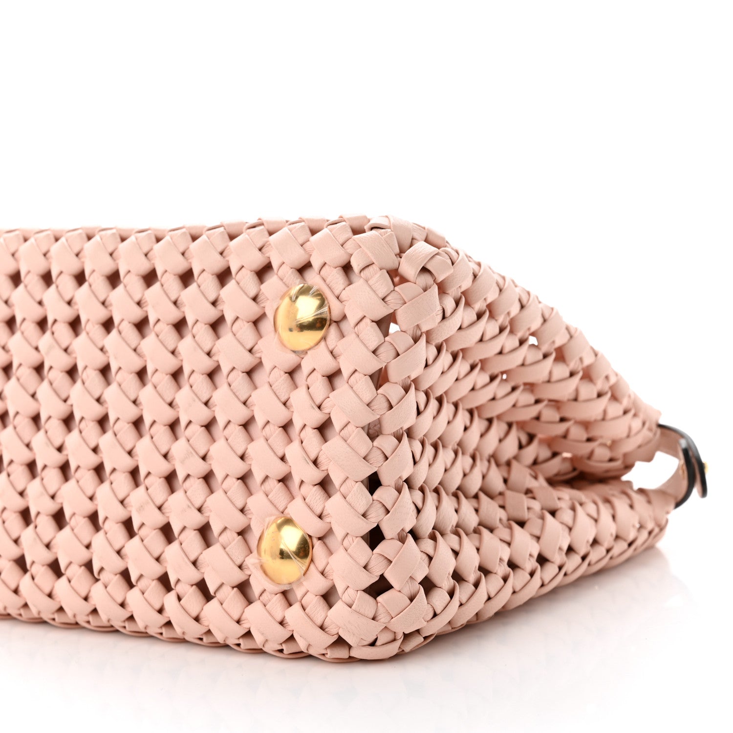 Fendi Nappa Woven Mini Peekaboo Iconic Satchel Rosa Confetto 9 of 11