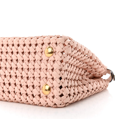 Fendi Nappa Woven Mini Peekaboo Iconic Satchel Rosa Confetto 9 of 11