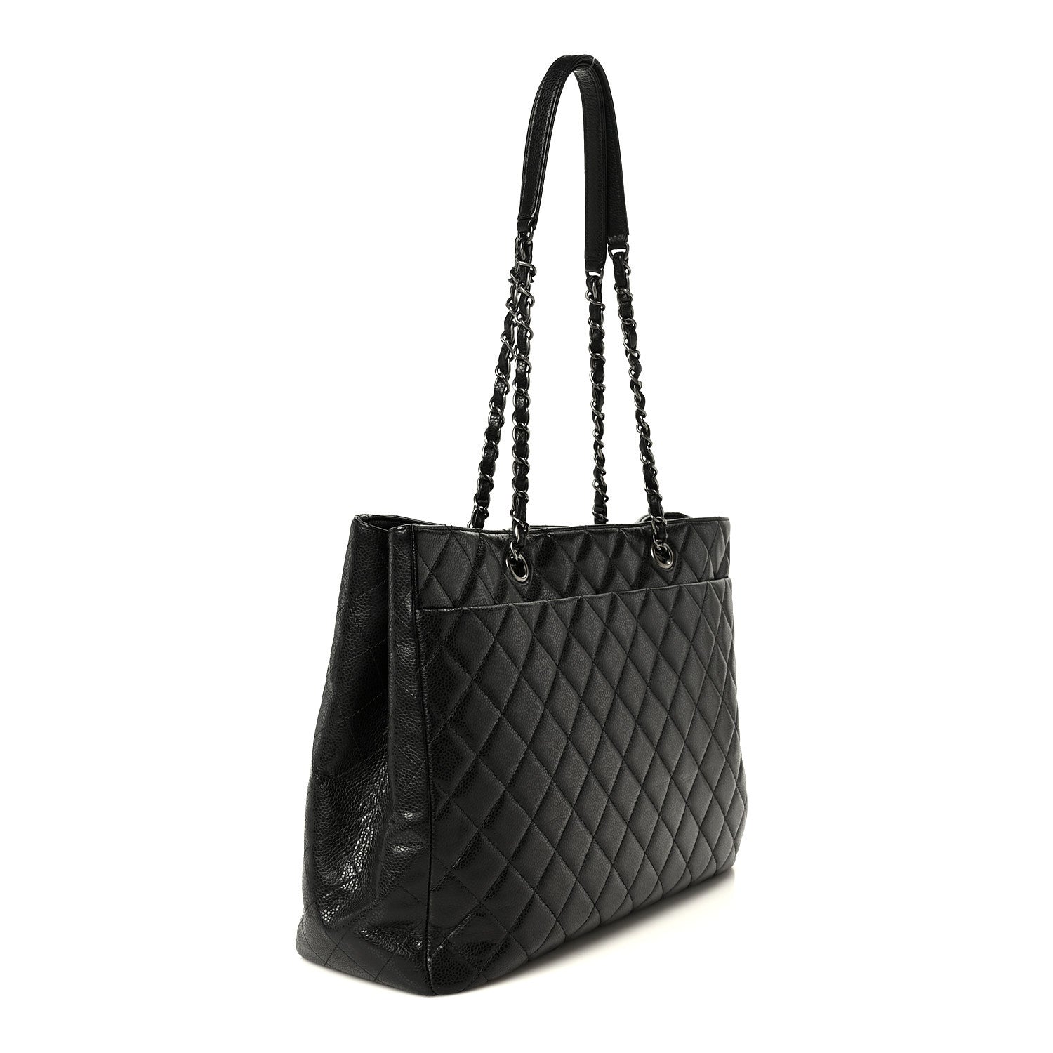 Chanel Calfskin Quilted Large CC Shopping Tote Black 3 of 10