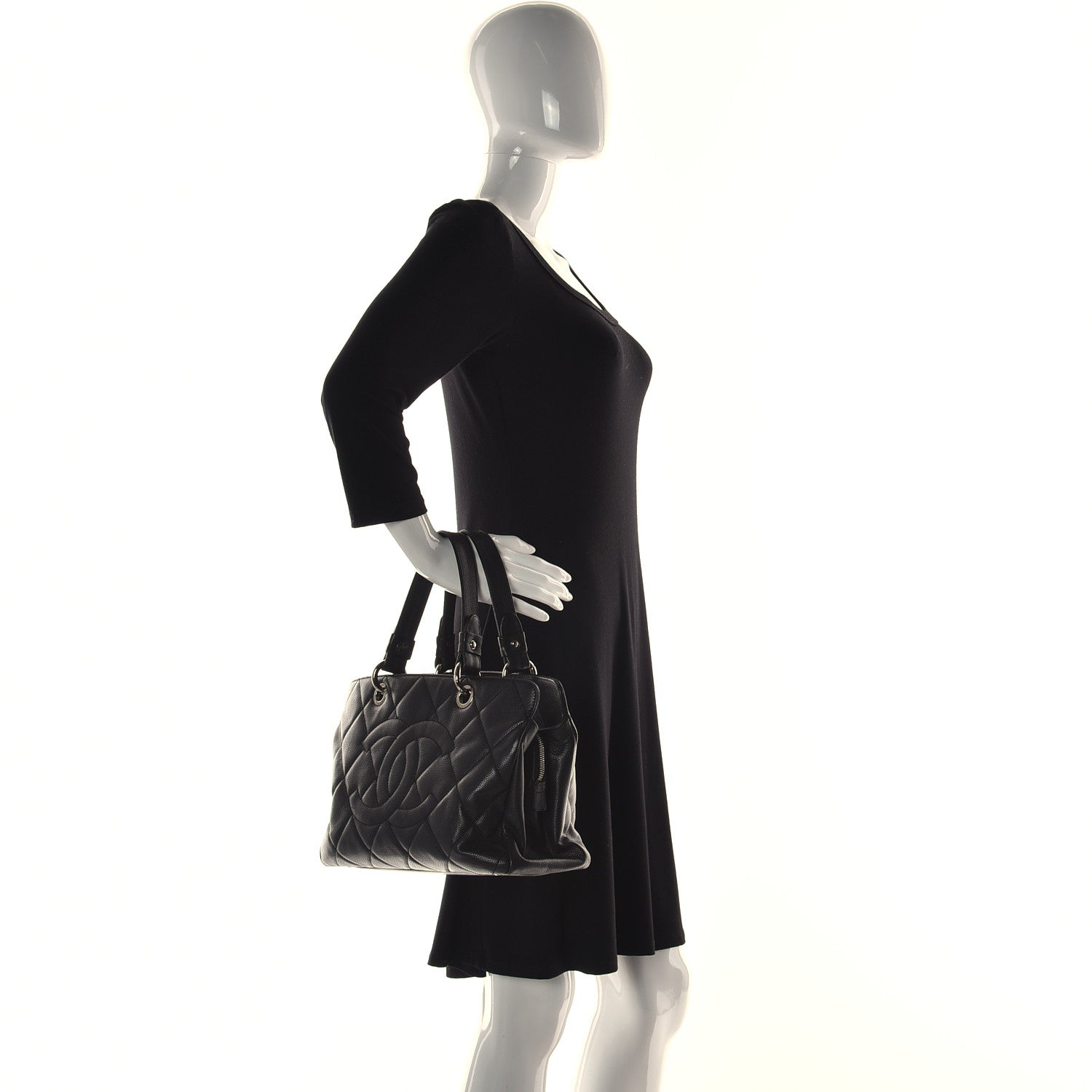 Chanel Soft Caviar Quilted CC Timeless Tote Black 2 of 10