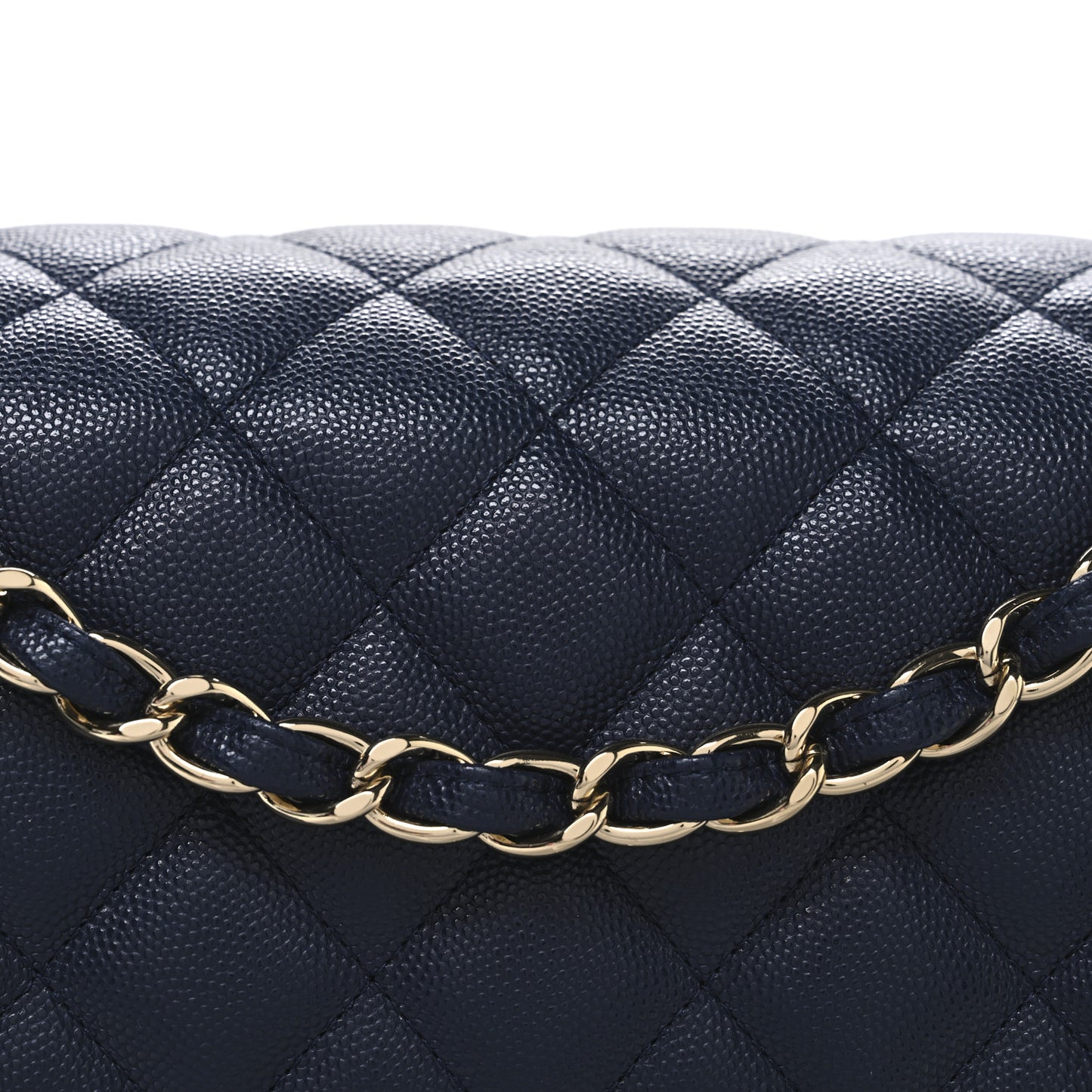 Caviar Quilted Jumbo Double Flap Navy Blue