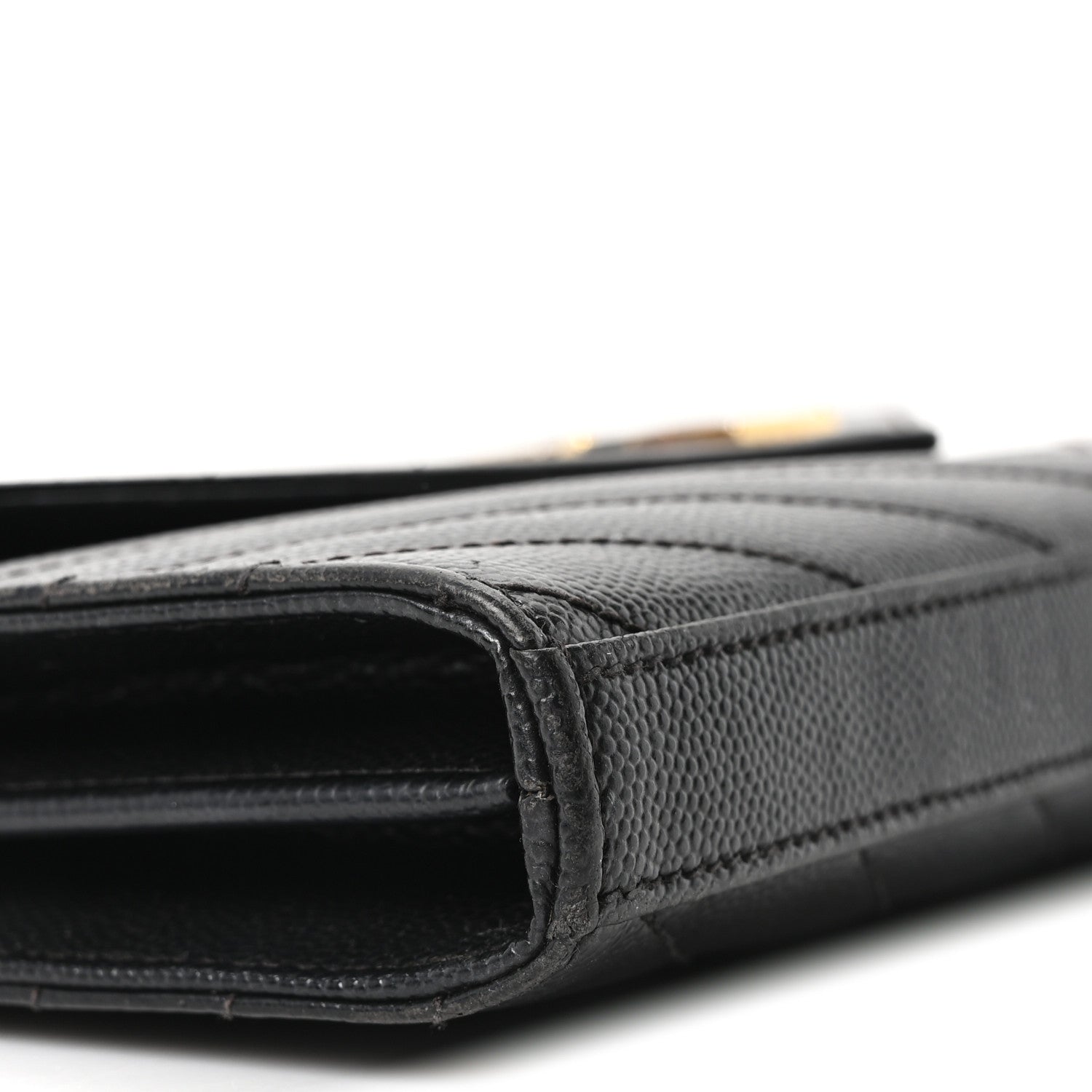 Saint Laurent Grain De Poudre Matelasse Chevron Monogram Chain Wallet Black 8 of 9