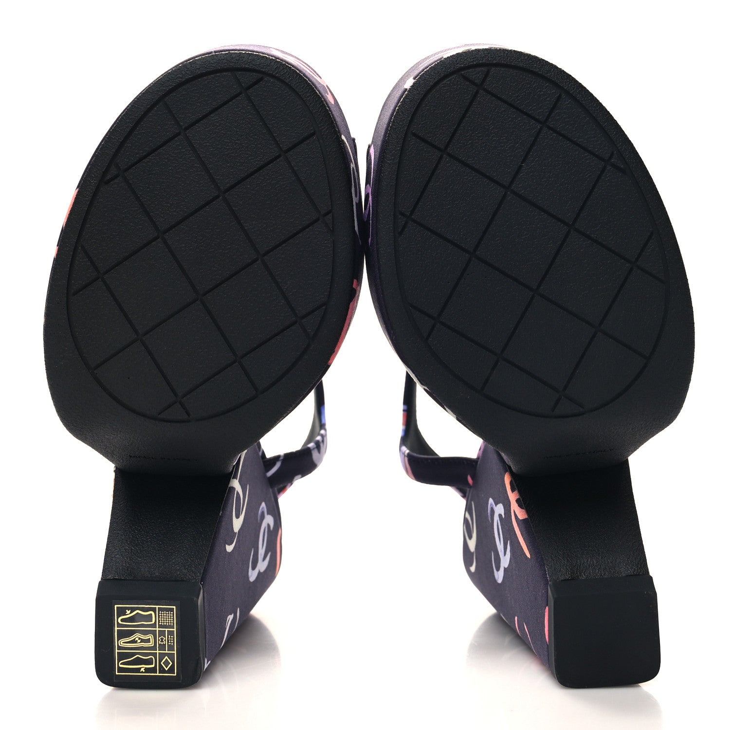 Chanel Fabric Printed Crystal Pearl CC Platform Pumps 39 Black Multicolor 5 of 8