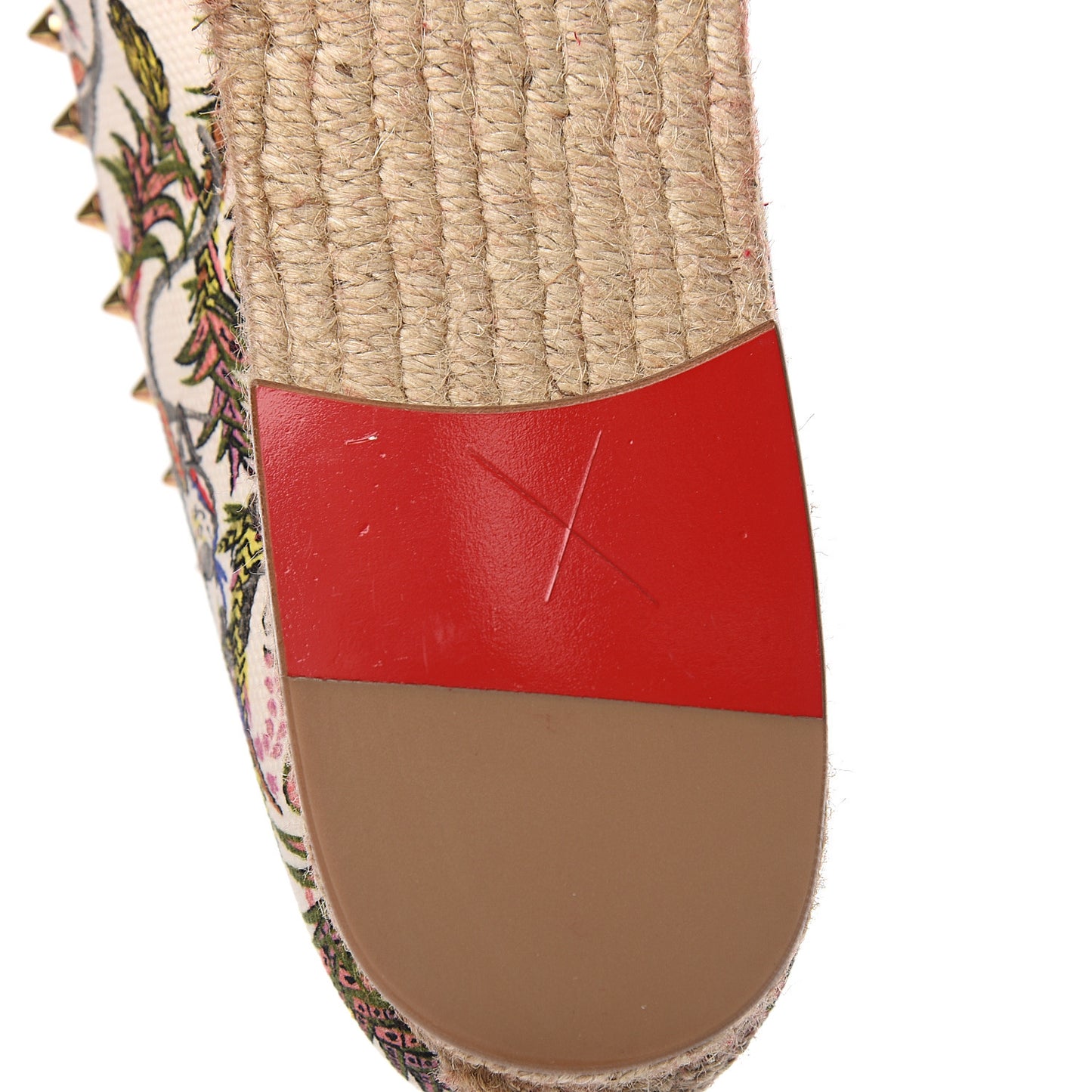 Canvas Loubi Jungle Print Ares Spikes Flat Espadrilles 41 Ivory