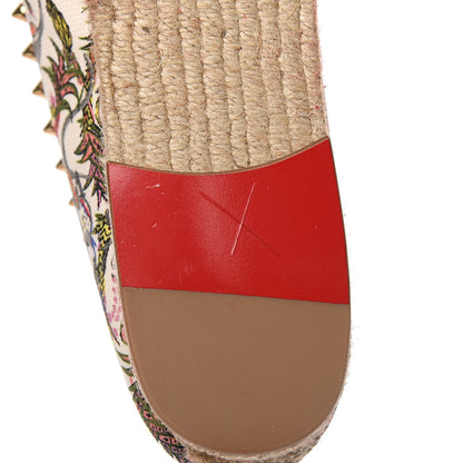 Christian Louboutin Canvas Loubi Jungle Print Ares Spikes Flat Espadrilles 41 Ivory 7 of 9