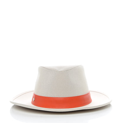 Hermes Toile Lambskin Ossie Hat 59 Noisette Rubis 3 of 9