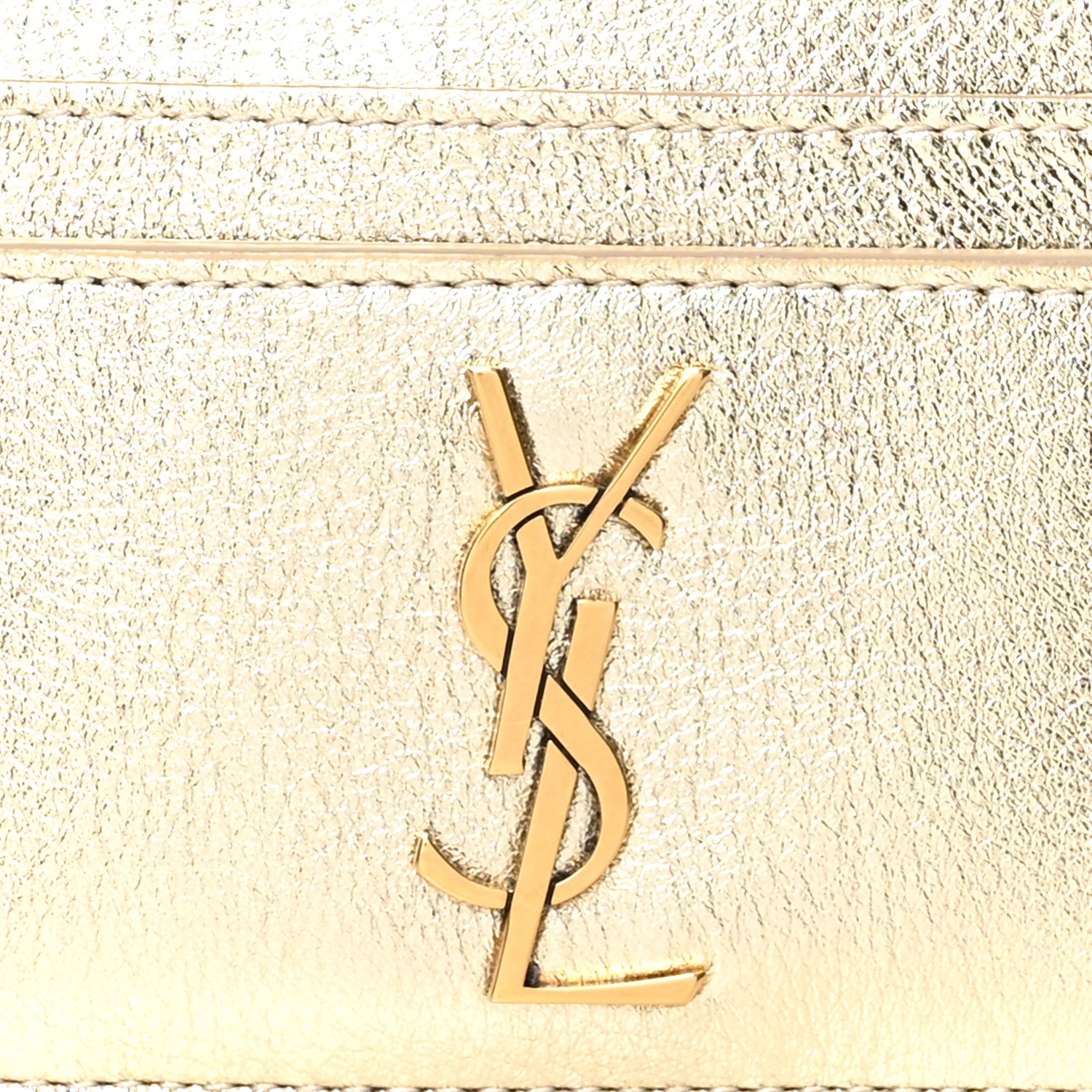 Saint Laurent Metallic Calfskin Monogram Credit Card Case Gold 8 of 8