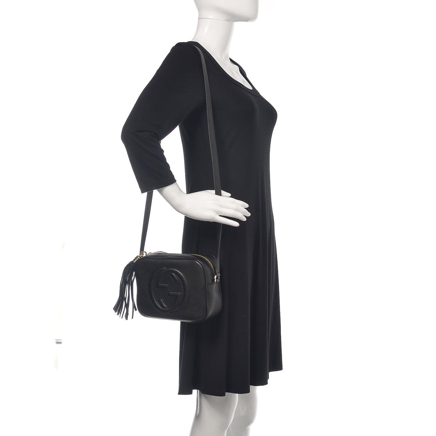 Pebbled Calfskin Small Soho Disco Bag Black
