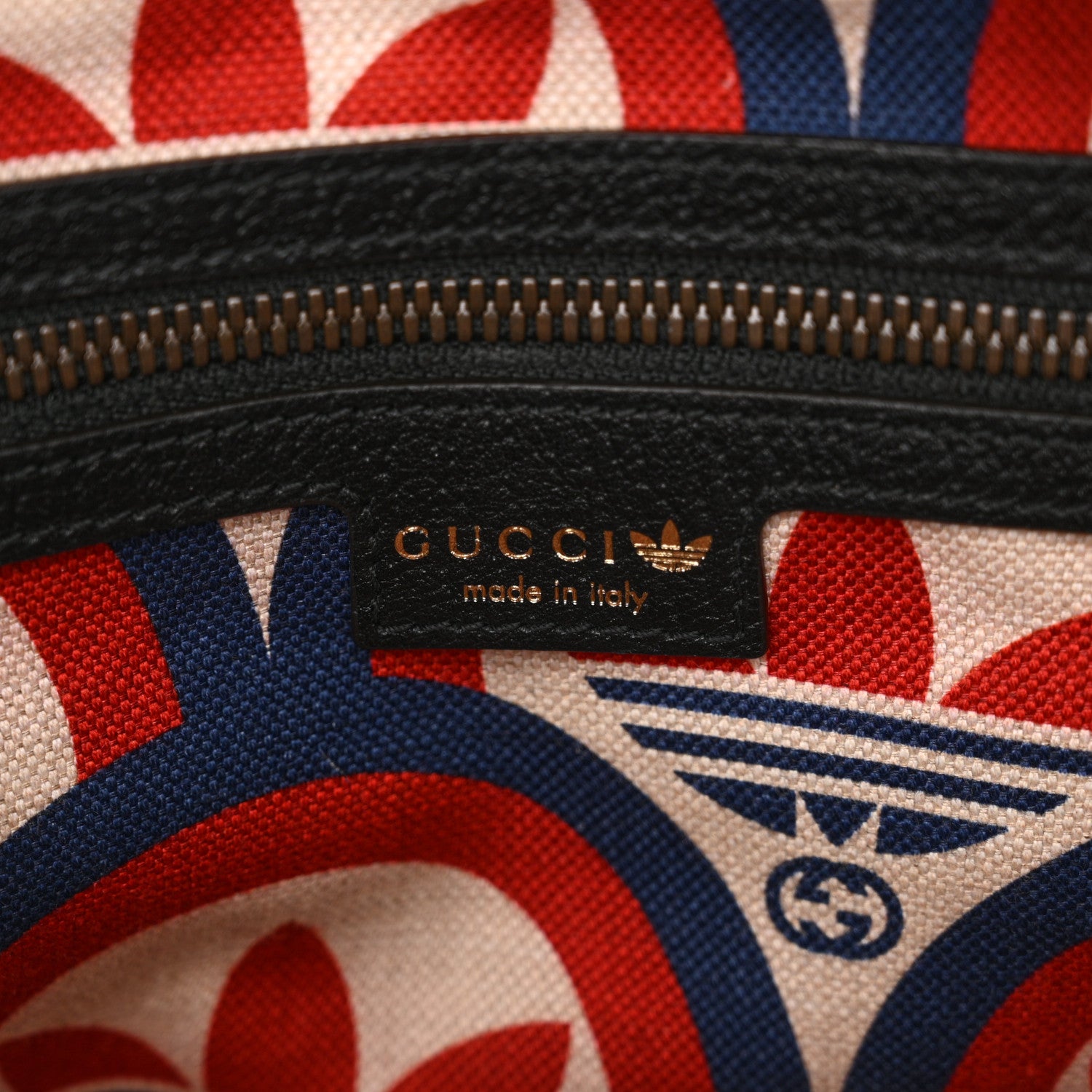 Gucci X ADIDAS Textured Dollar Calfskin Web Trefoil Logo Embossed Mini Bowling Bag Black Off White 6 of 10