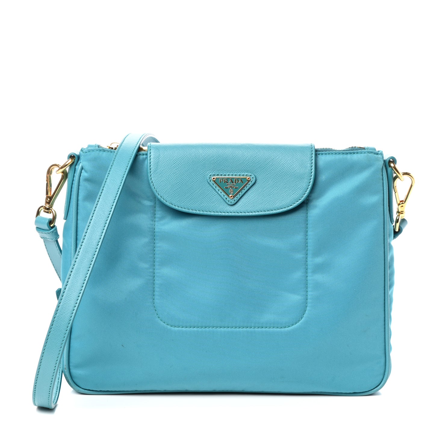 Tessuto Nylon Saffiano Crossbody Bag Turchese